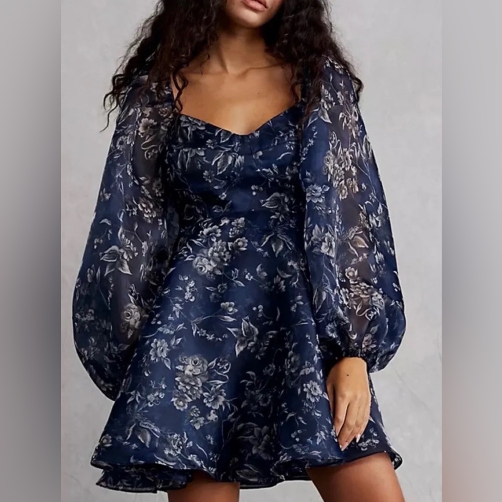 Elegant Navy Floral Dress